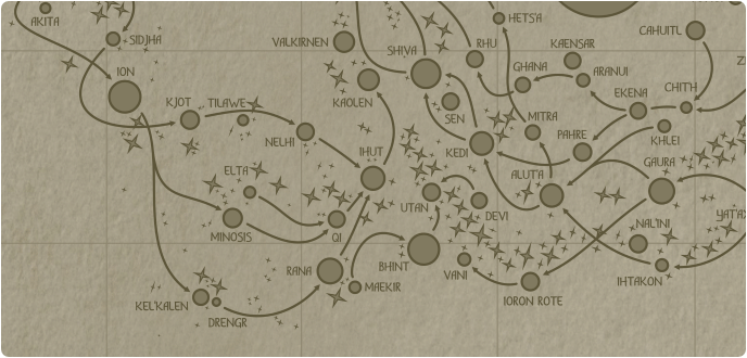 A paper map of the region surrounding the Ihut star system