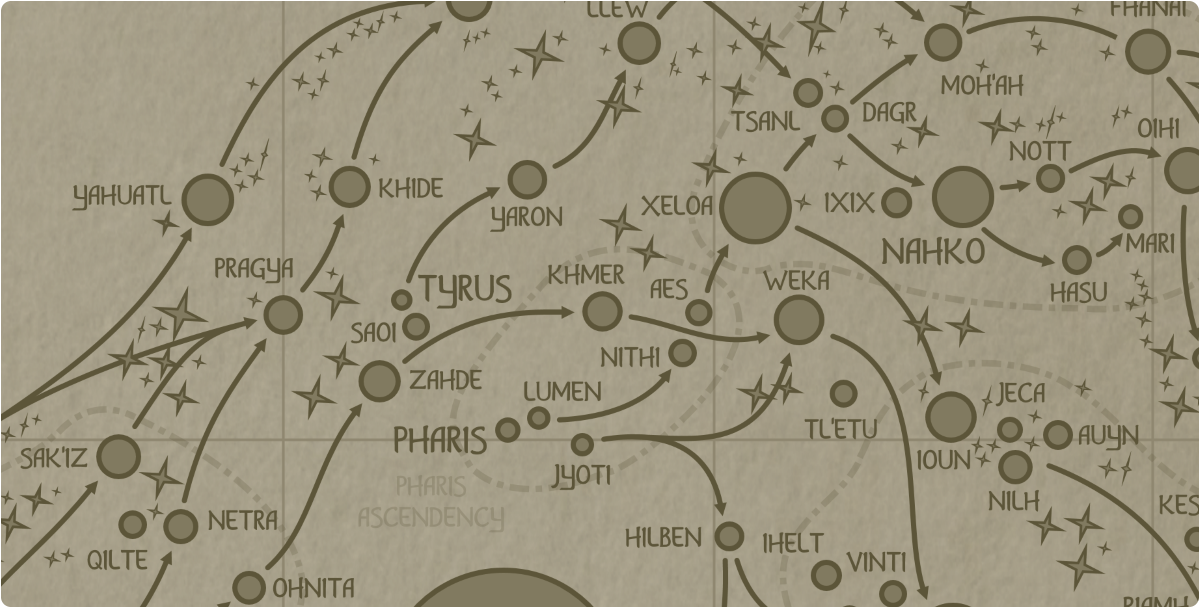 A paper map of the region surrounding the Khmer star system A paper map of the region surrounding the Khmer star system