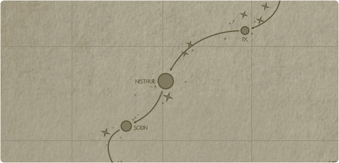A paper map of the region surrounding the Nisthur star system