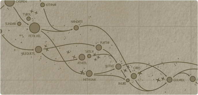 A paper map of the region surrounding the Pua'tai star system