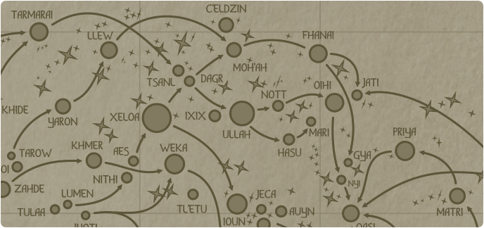 A paper map of the region surrounding the Ullah star system