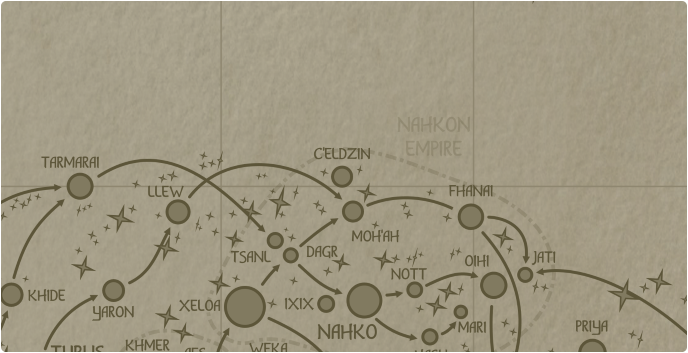A paper map of the region surrounding the C'eldzin star system