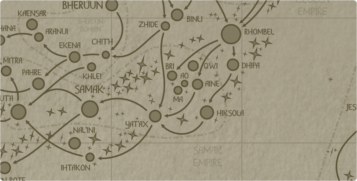 A paper map of the region surrounding the Ma star system A paper map of the region surrounding the Ma star system