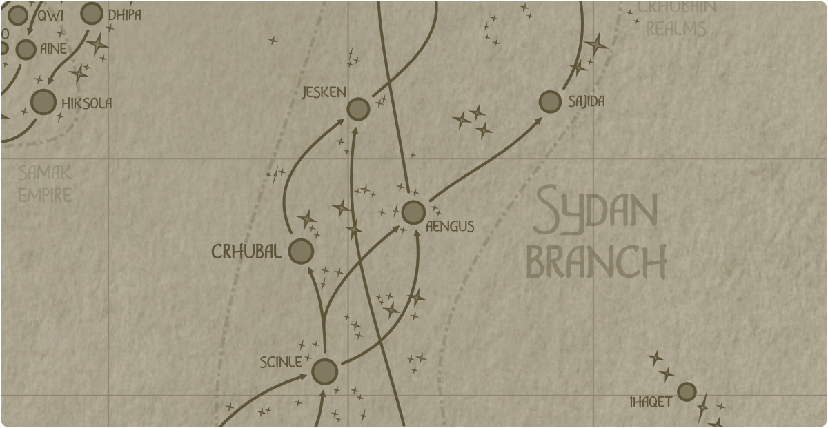 A paper map of the region surrounding the Aengus star system