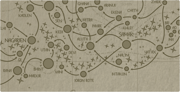 A paper map of the region surrounding the Alut'a star system