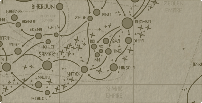 A paper map of the region surrounding the Ao star system A paper map of the region surrounding the Ao star system