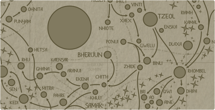 A paper map of the region surrounding the Bheruun star system