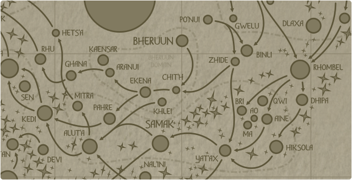 A paper map of the region surrounding the Chit'h star system