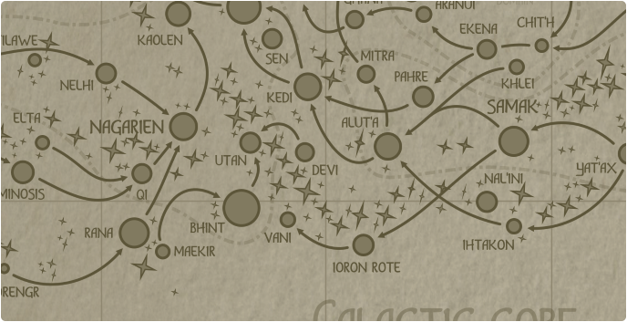 A paper map of the region surrounding the Devi star system