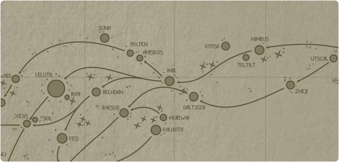 A paper map of the region surrounding the Imir star system