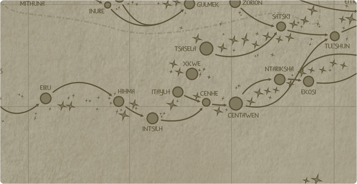 A paper map of the region surrounding the Itaylh star system