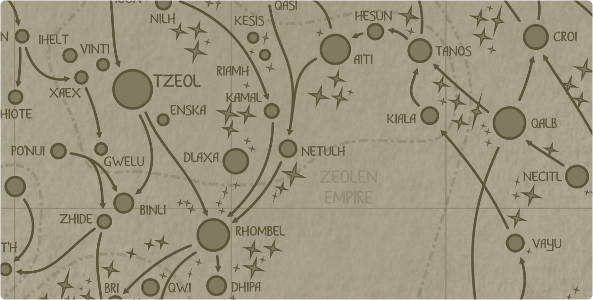 A paper map of the region surrounding the Netulh star system A paper map of the region surrounding the Netulh star system