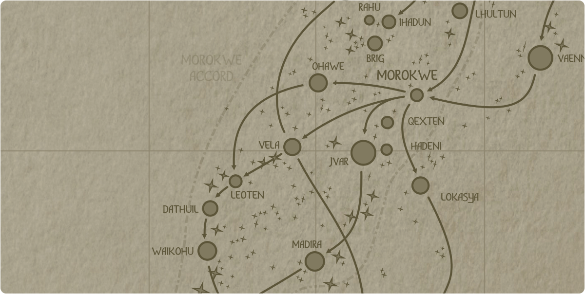 A paper map of the region surrounding the Vela star system A paper map of the region surrounding the Vela star system