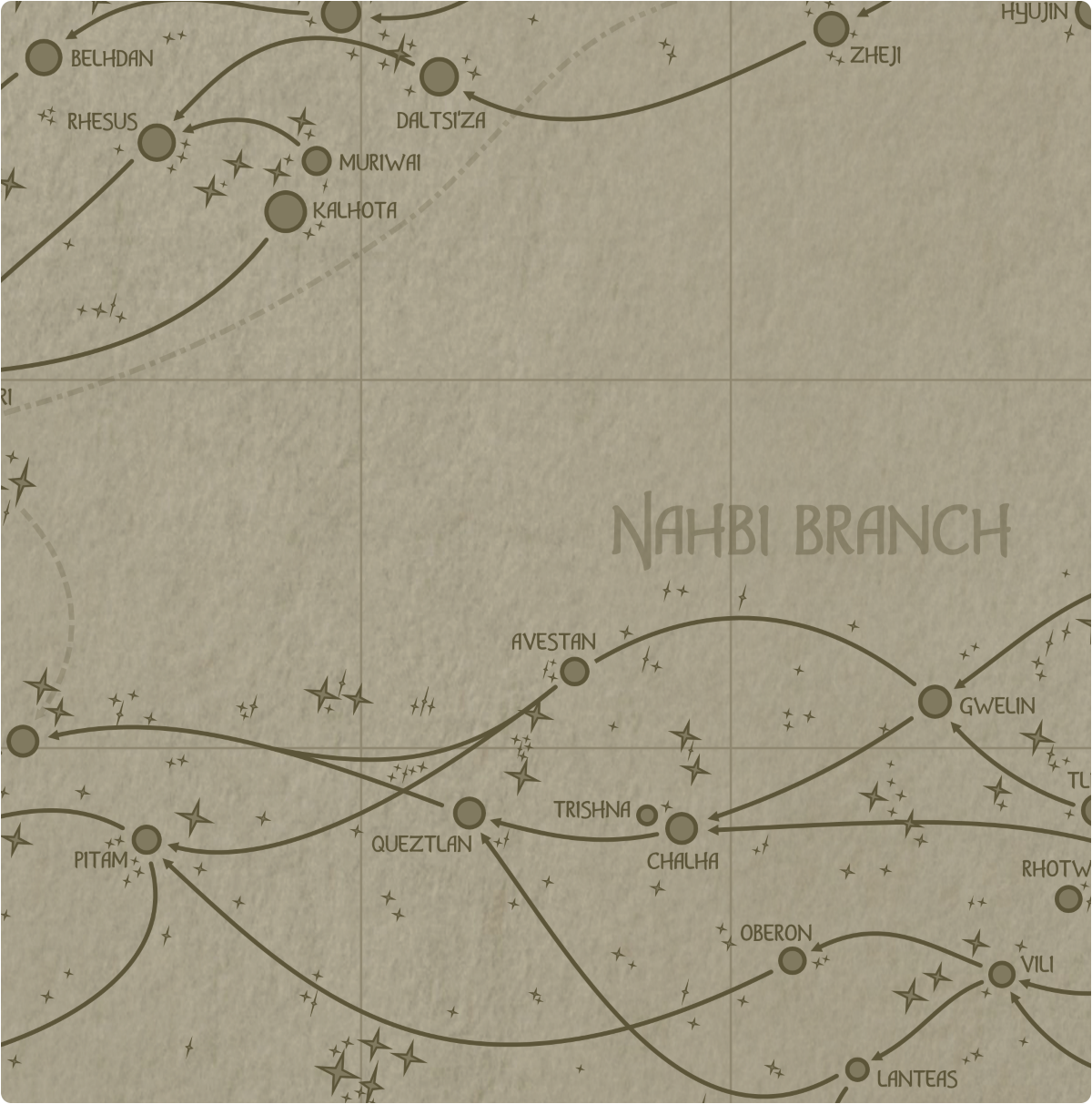 A paper map of galactic Sector E10 A paper map of galactic Sector E10