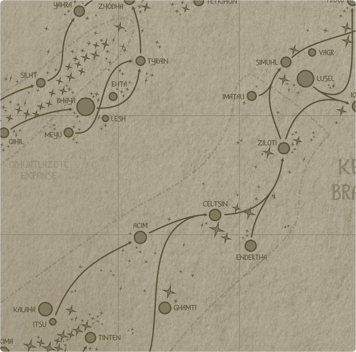 A paper map of galactic Sector O13 A paper map of galactic Sector O13