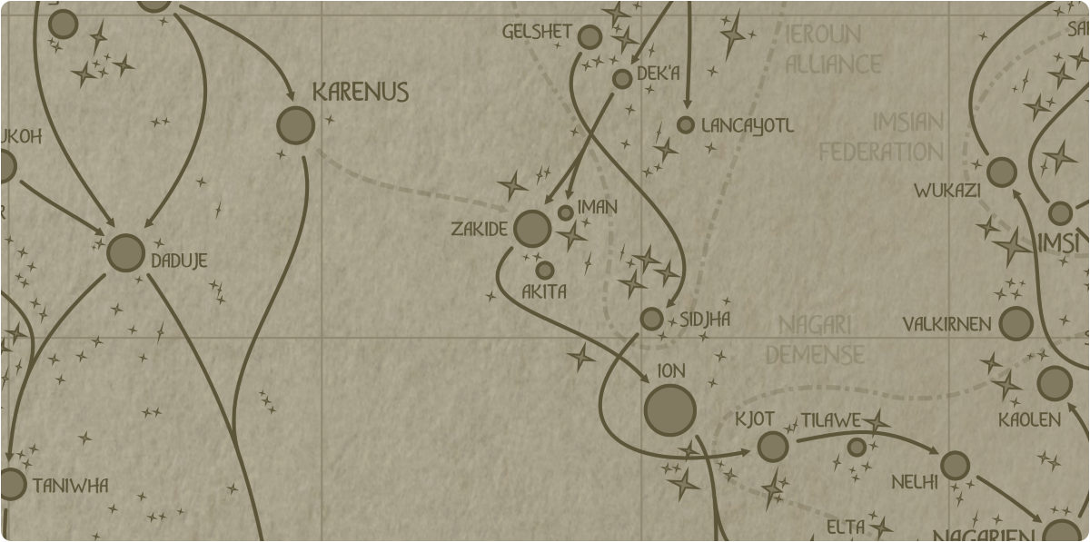 A paper map of the region surrounding the Akita star system A paper map of the region surrounding the Akita star system