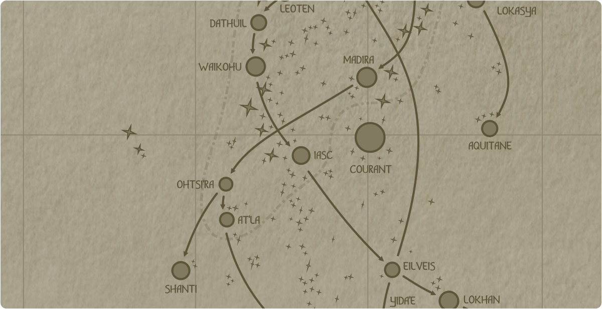 A paper map of the region surrounding the Iasc star system A paper map of the region surrounding the Iasc star system