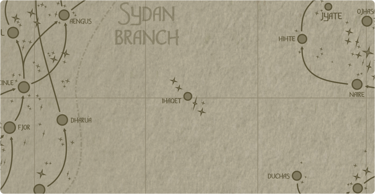 A paper style map showing Ihaqet's location, far away from neighboring stars A paper style map showing Ihaqet's location, far away from neighboring stars