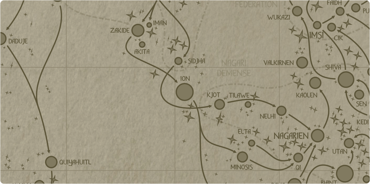 A paper map of the region surrounding the Ion star system A paper map of the region surrounding the Ion star system