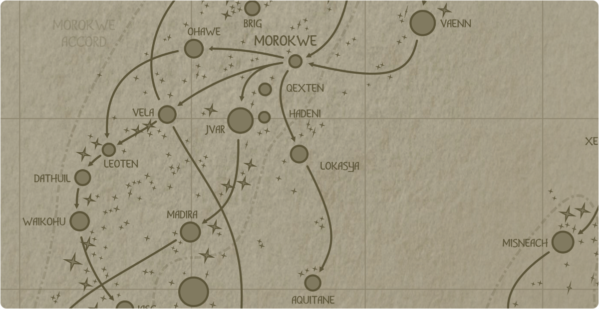 A paper map of the region surrounding the Lokasya star system A paper map of the region surrounding the Lokasya star system