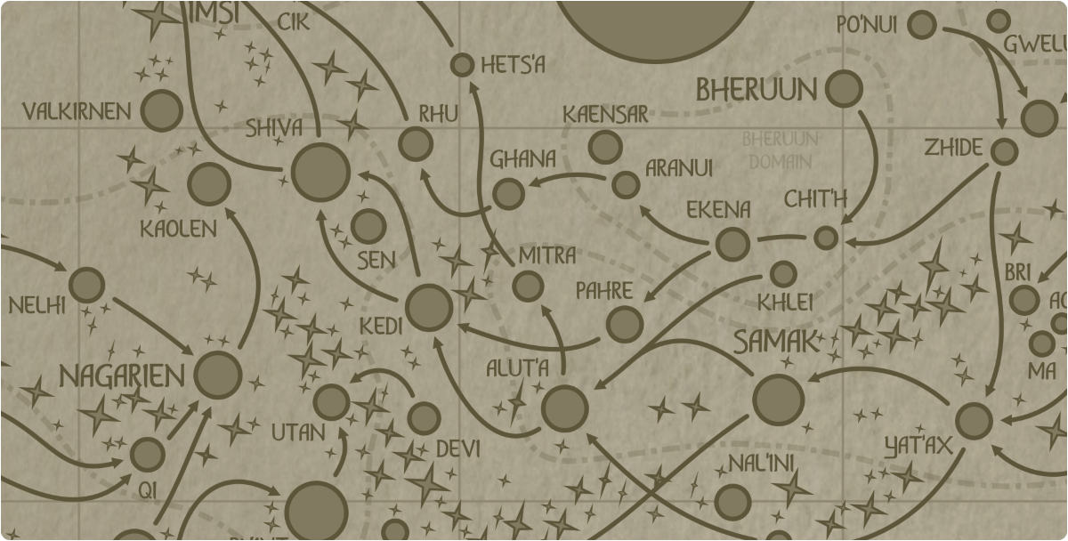 A paper map of the region surrounding the Mitra star system A paper map of the region surrounding the Mitra star system