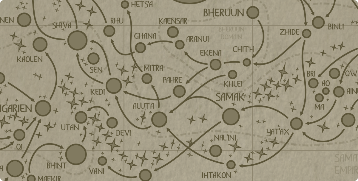 A paper map of the region surrounding the Pahre star system A paper map of the region surrounding the Pahre star system