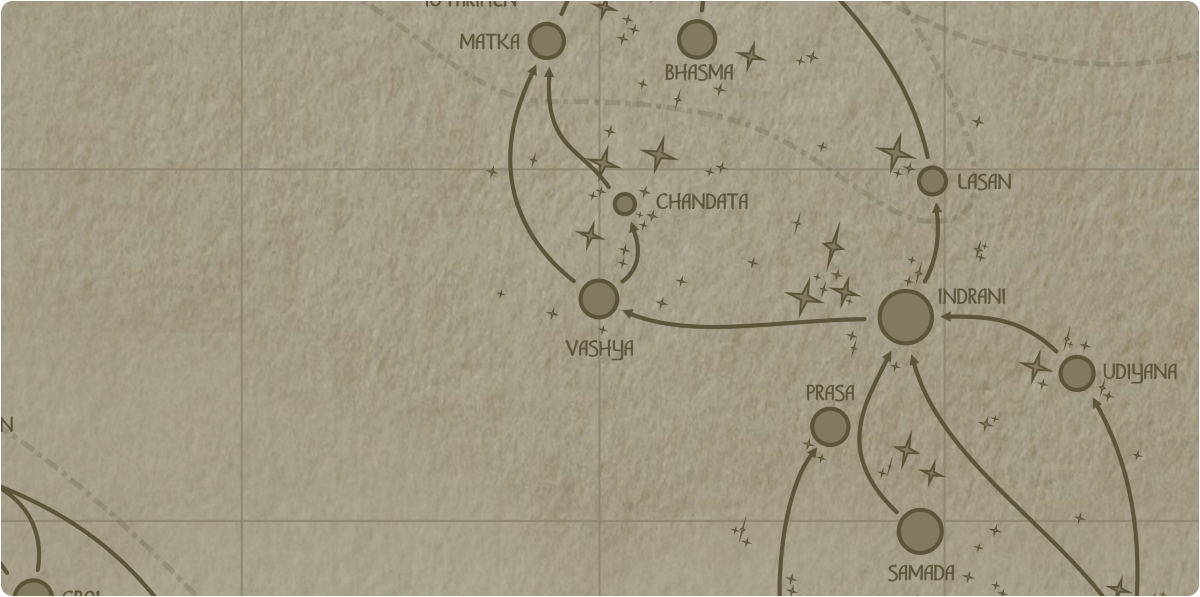 A paper map of the region surrounding the Vashya star system A paper map of the region surrounding the Vashya star system