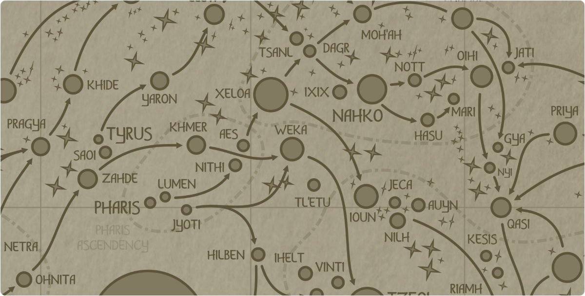 A paper map of the region surrounding the Weka star system A paper map of the region surrounding the Weka star system