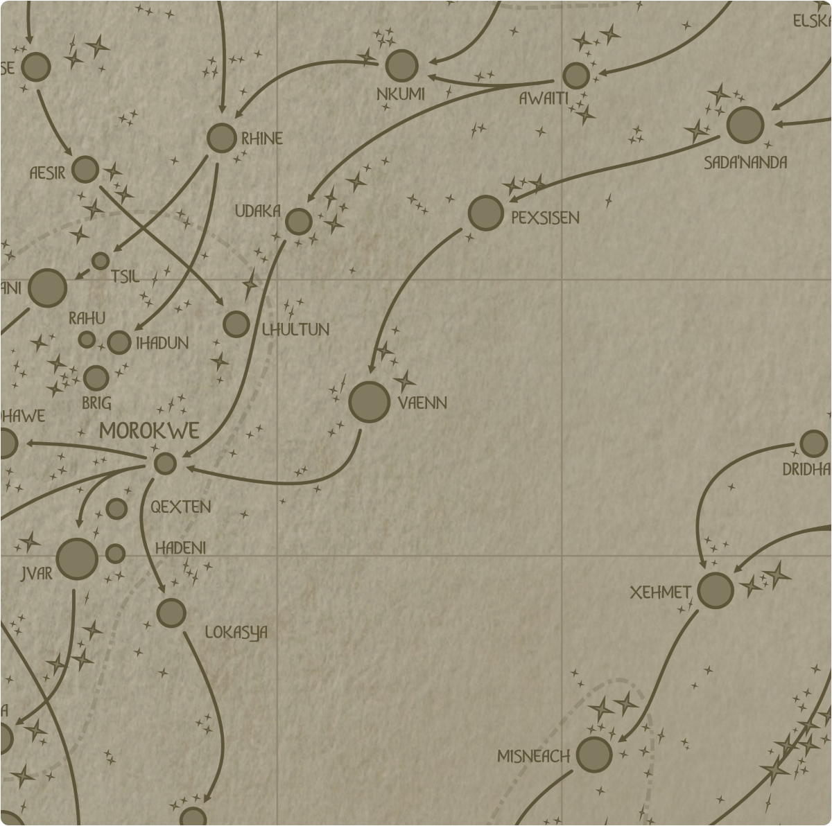 A paper map of galactic Sector F6 A paper map of galactic Sector F6