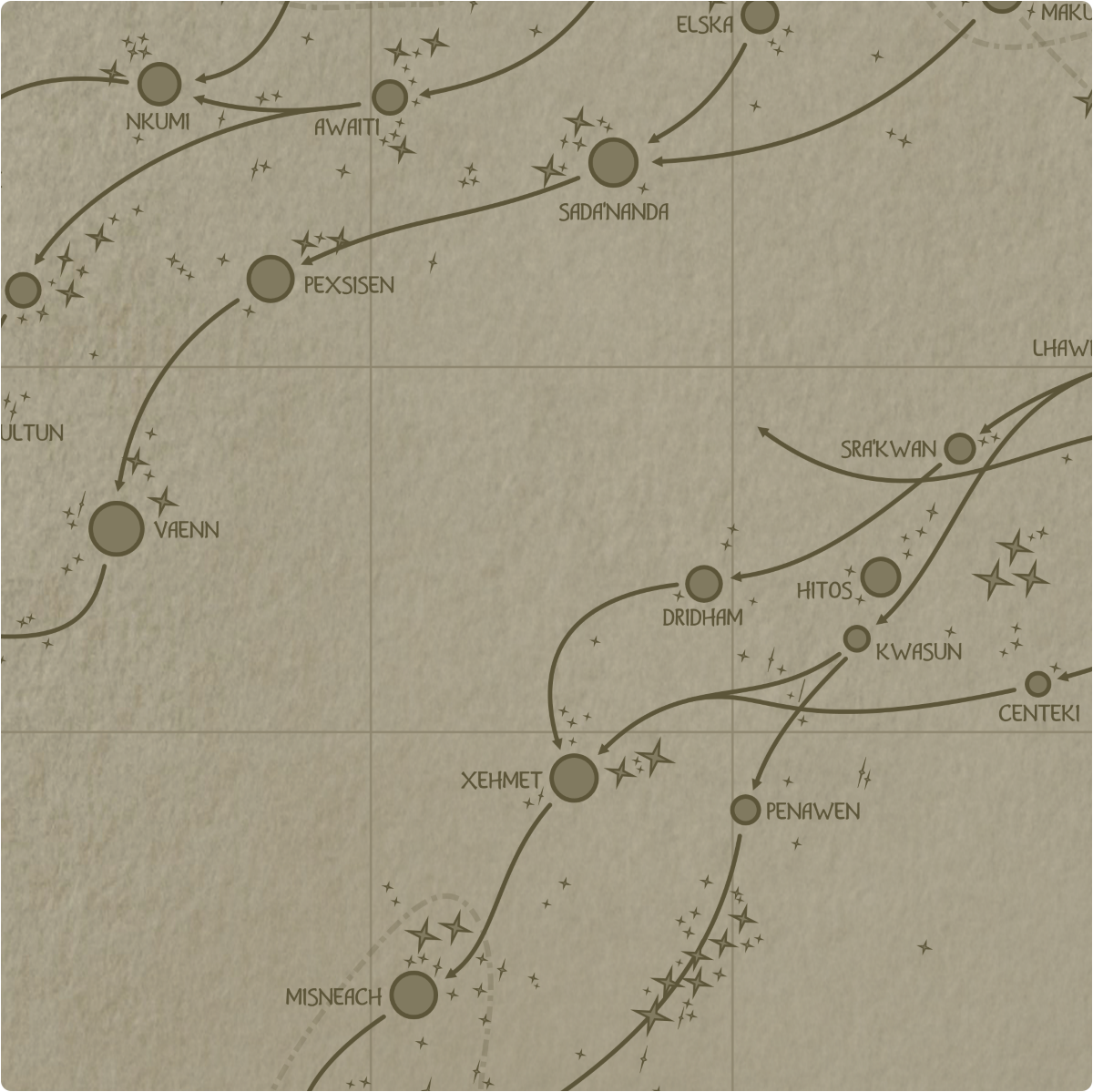 A paper map of galactic Sector F7 A paper map of galactic Sector F7