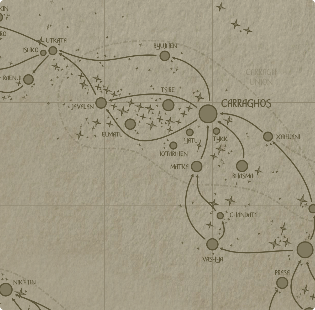 A paper map of galactic Sector G13 A paper map of galactic Sector G13
