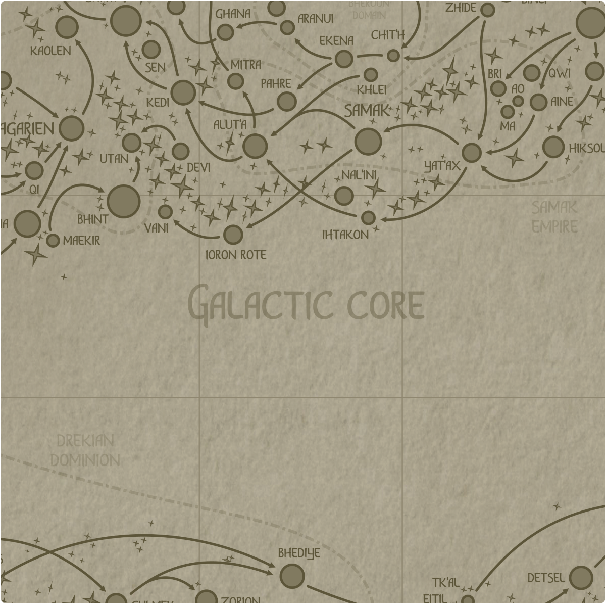A paper map of galactic Sector K9 A paper map of galactic Sector K9