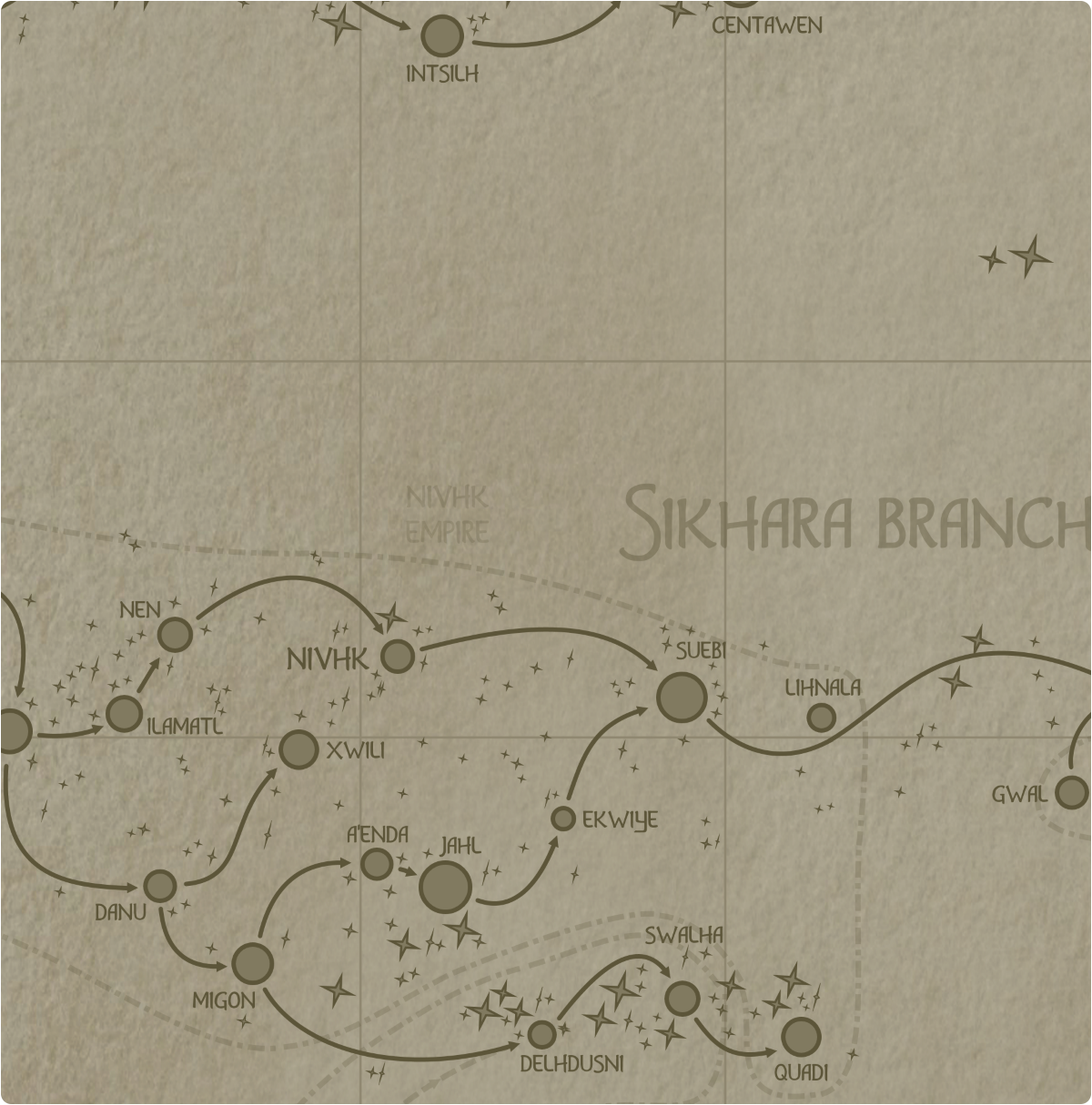 A paper map of galactic Sector O8 A paper map of galactic Sector O8