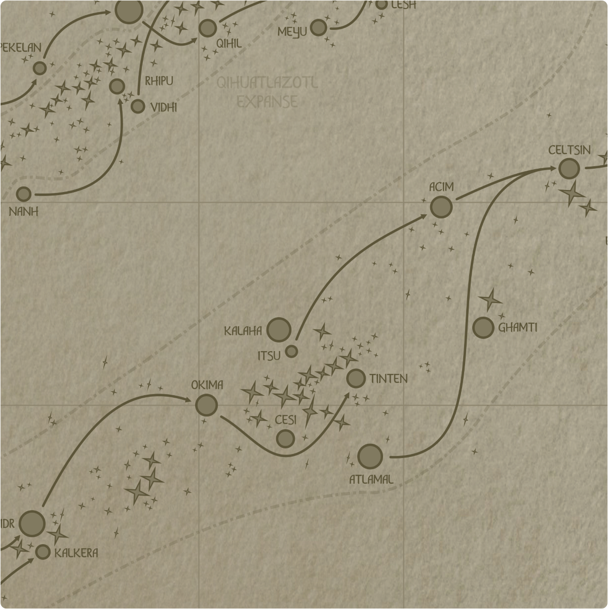 A paper map of galactic Sector P12 A paper map of galactic Sector P12