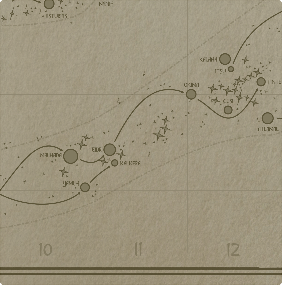 A paper map of galactic Sector Q11 A paper map of galactic Sector Q11