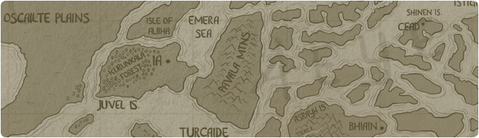 A paper map of Pavala Mountains