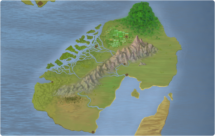 A color map of Mahi Island