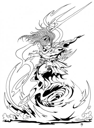 A depiction of a female Nereid aeromancer A depiction of a female Nereid aeromancer