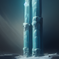 multiple towering pillars of ice