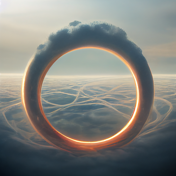 a ring of clouds with a gleaming sharp edge