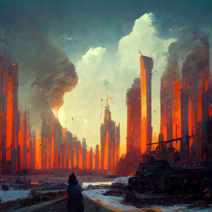 a burning city