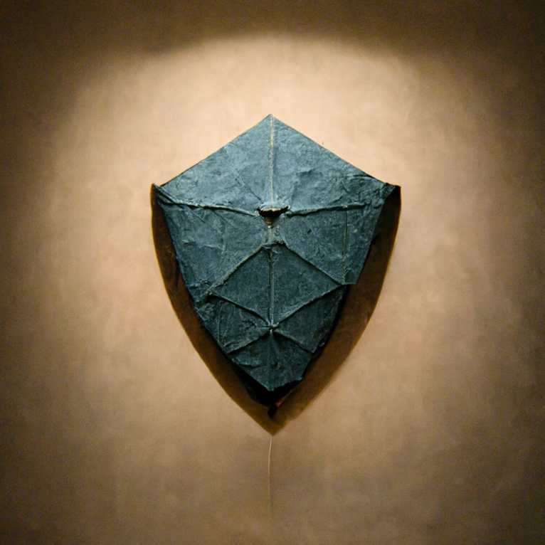 a cobalt blue kite shield of stone